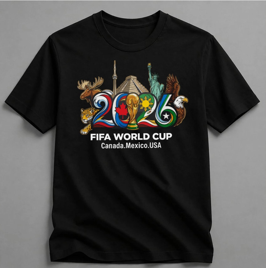 Fifa World Cup 2026 T-Shirt Soccer Graphic Tee USA Football, Fifa World Cup 2