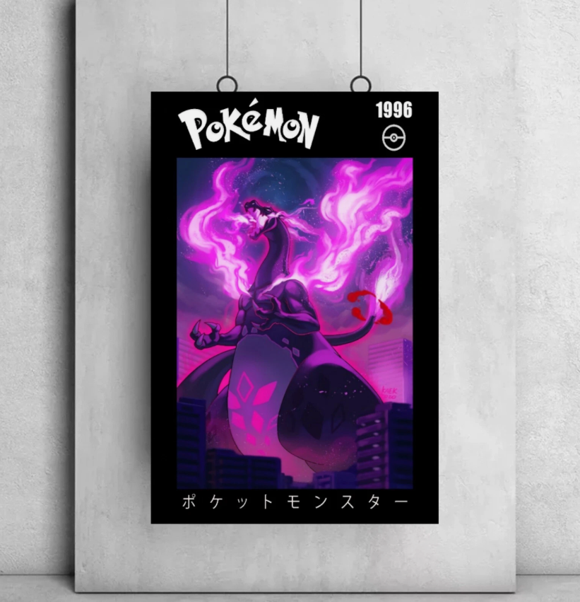 Mega Charizard Pokemon art poster canvas wall art home decor