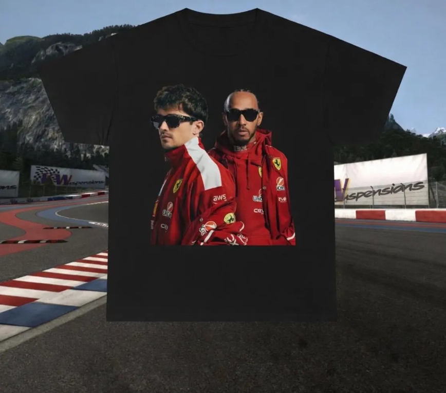 Hamilton & Leclerc Ferrari Formula 1 Racing Shirt, Retro Motorsport Fan Tee, F1 gifts