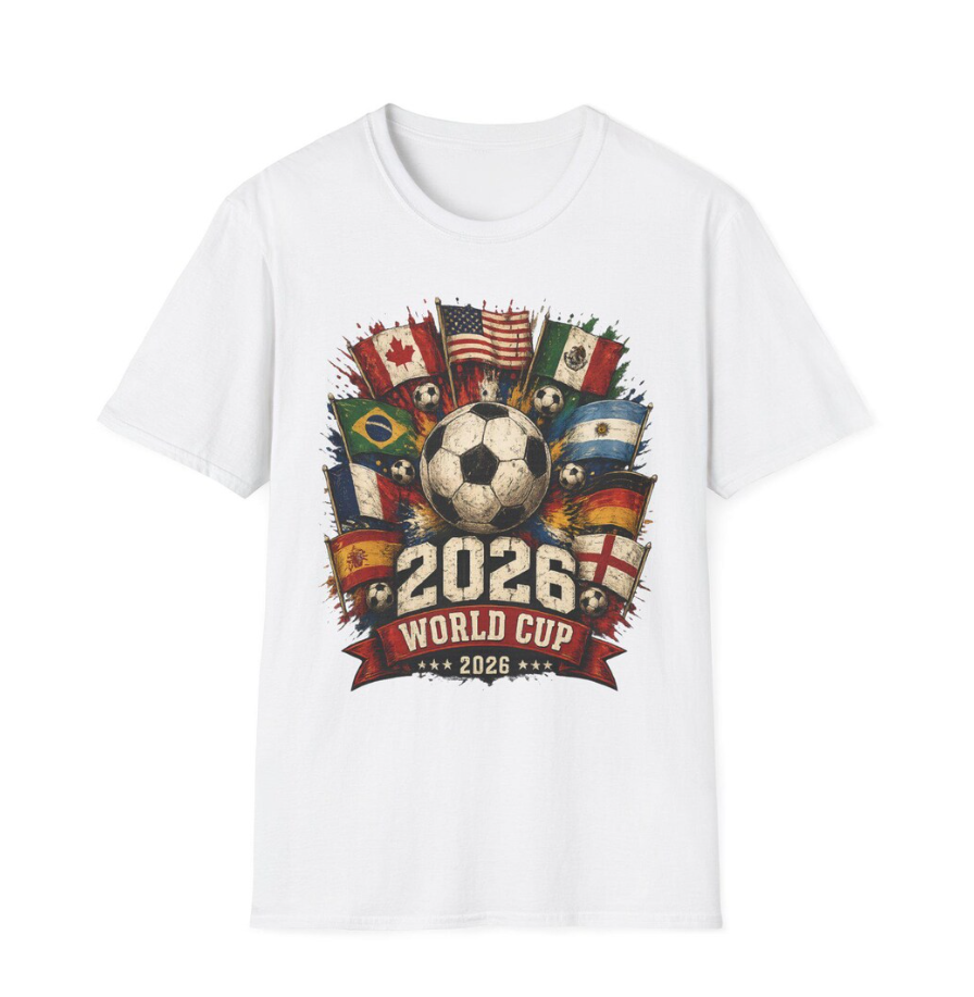 Soccer World Cup 2026 T-Shirt - Canada, USA, Mexico Host Nation Apparel - Vintage Distressed Style - Football Fan Gift