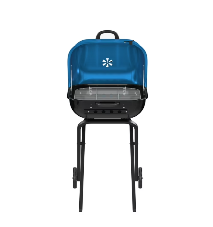 Americana Walk-A-Bout, Original Square Charcoal Grill-100% Pre-Assembled Portable Steel, Blue