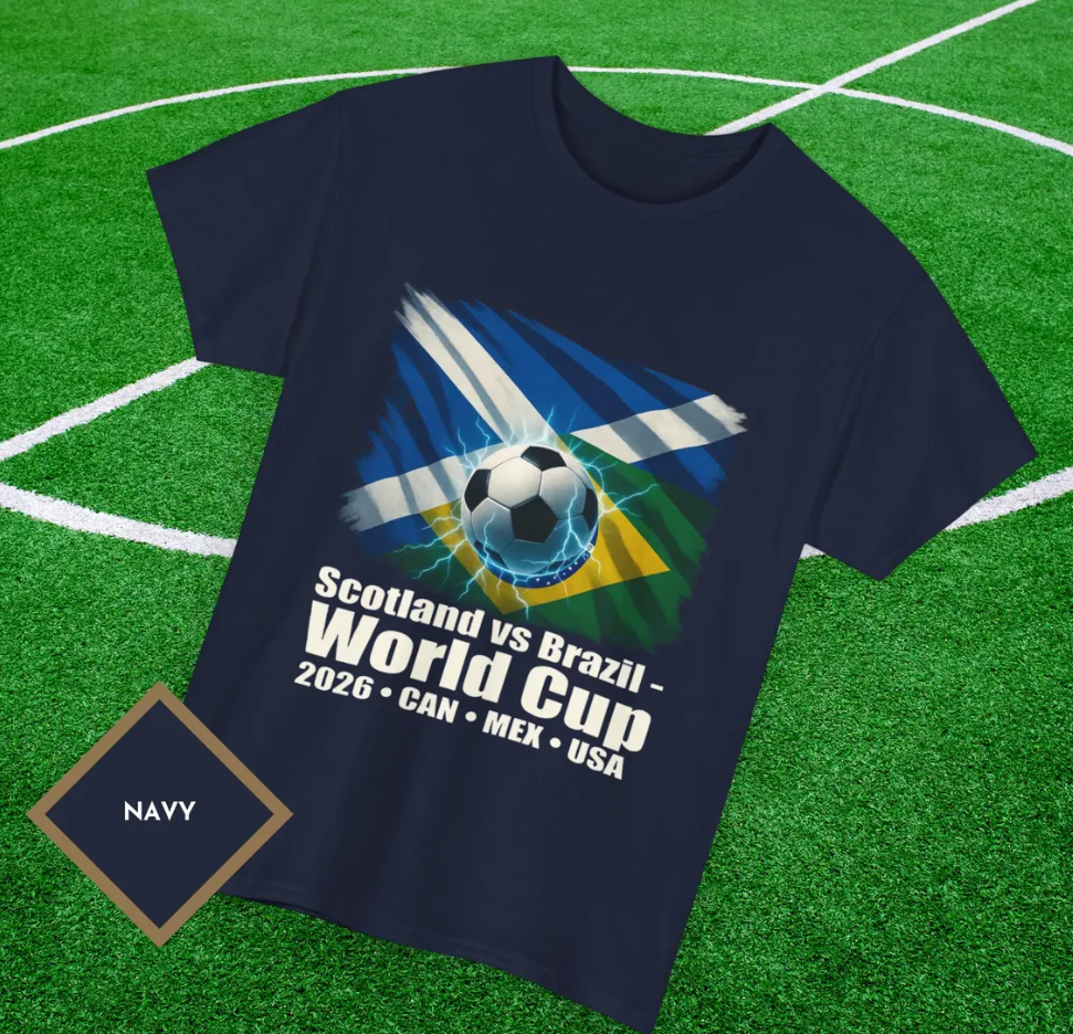 Scotland vs Brazil World Cup 2026 T-Shirt, Scottish Football Supporter Tee, USA CAN MEX Tournament Shirt, Soccer Fan Gift, Match Day Top