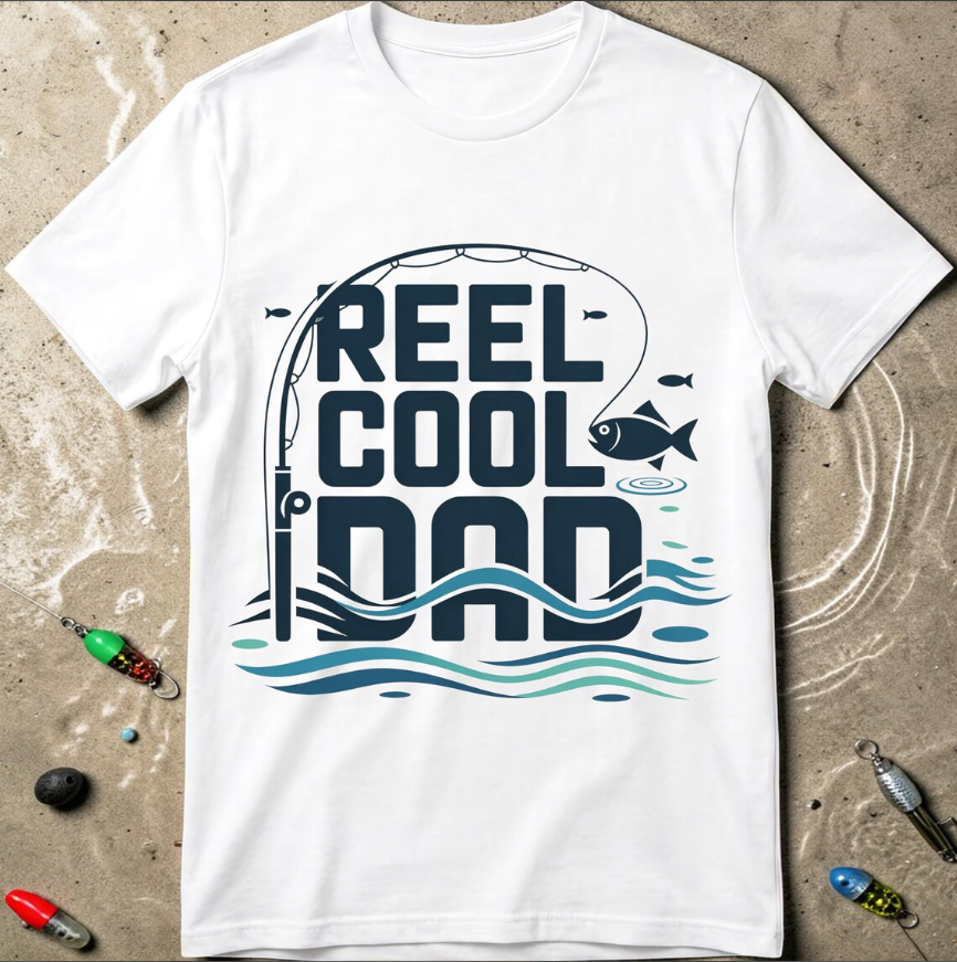 Reel Cool Dad PNG – Fishing Dad T-Shirt Design, Father’s Day Sublimation Digital Download