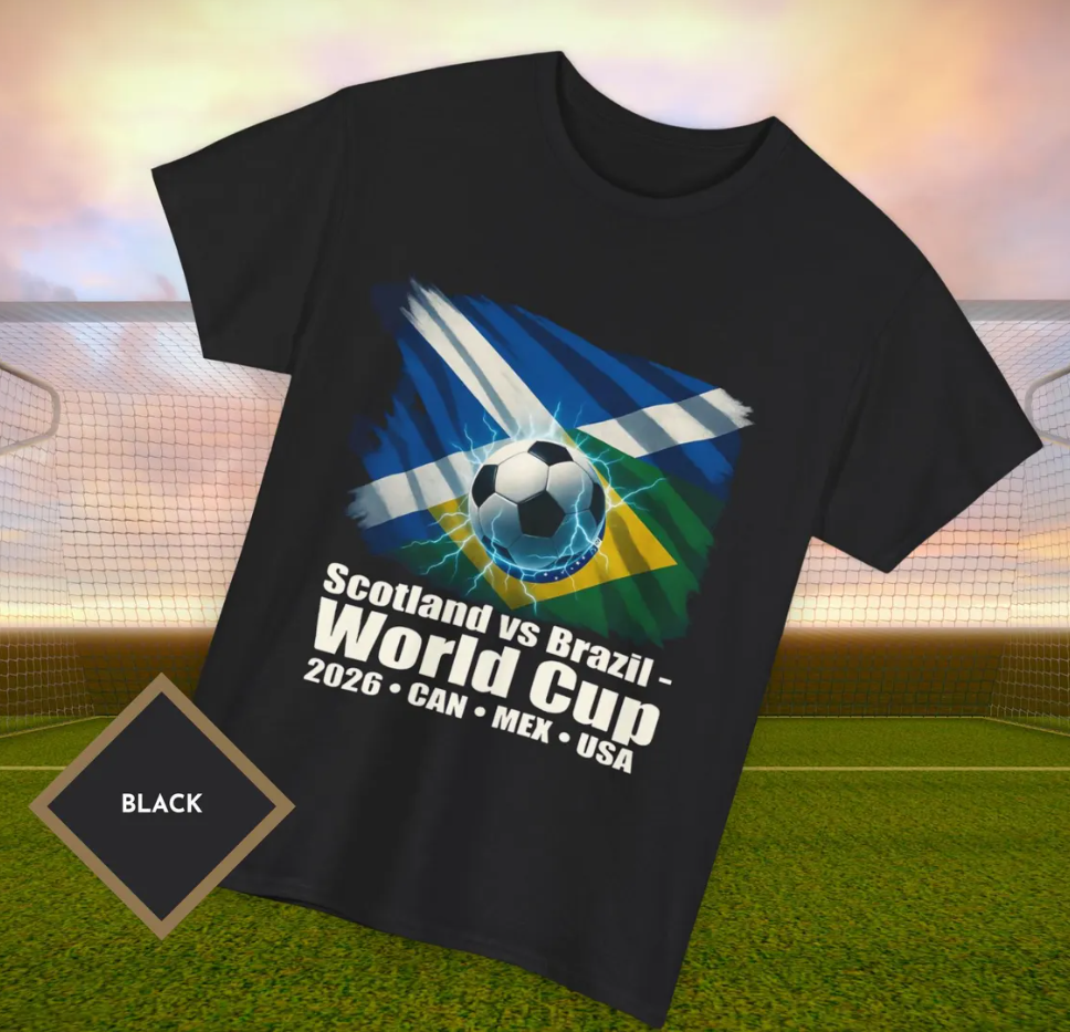 Scotland vs Brazil World Cup 2026 T-Shirt, Scottish Football Supporter Tee, USA CAN MEX Tournament Shirt, Soccer Fan Gift, Match Day Top