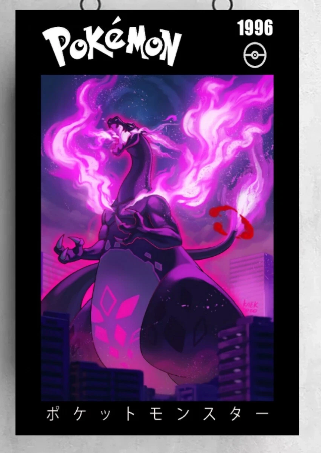 Mega Charizard Pokemon art poster canvas wall art home decor