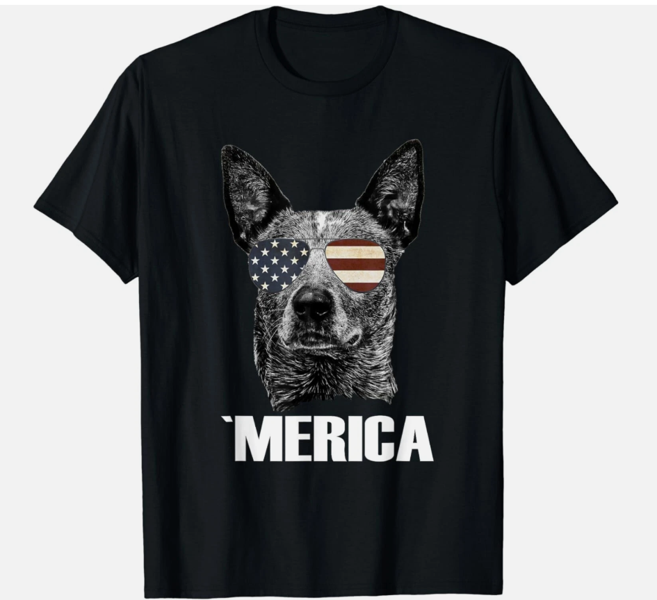 4th July Blue Heeler Dog Merica Patriotic USA Flag Cute Gift Unisex T-Shirt