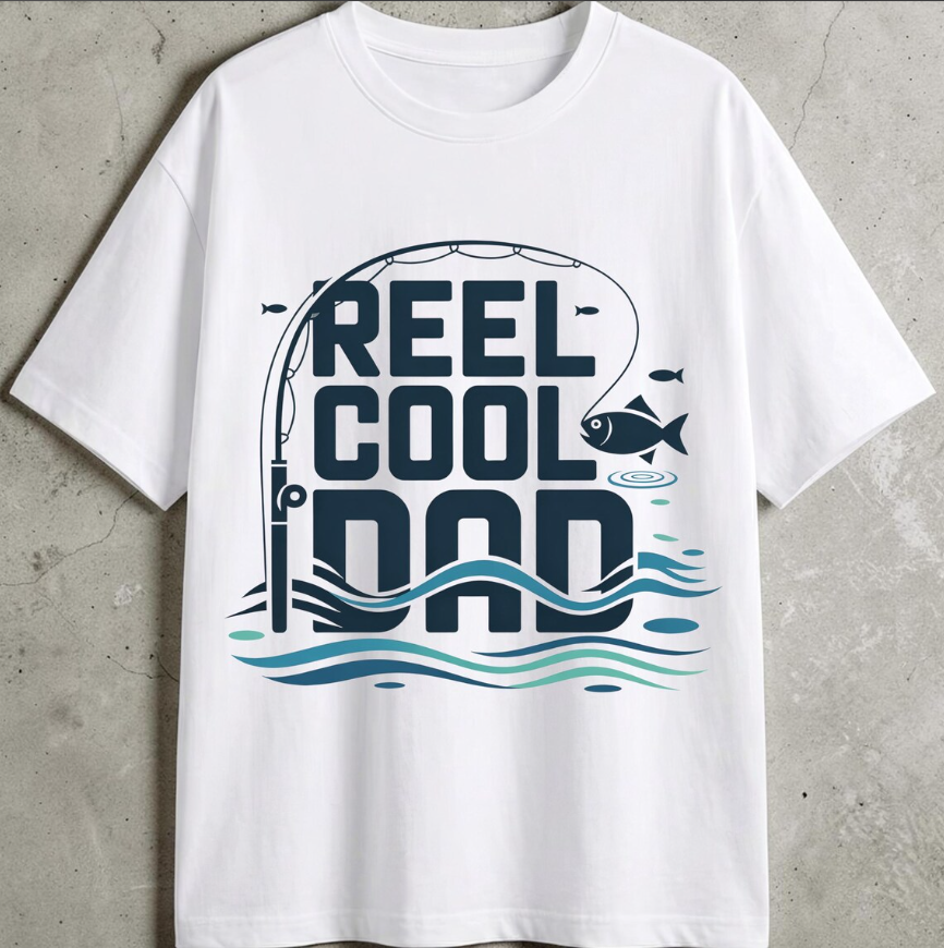 Reel Cool Dad PNG – Fishing Dad T-Shirt Design, Father’s Day Sublimation Digital Download
