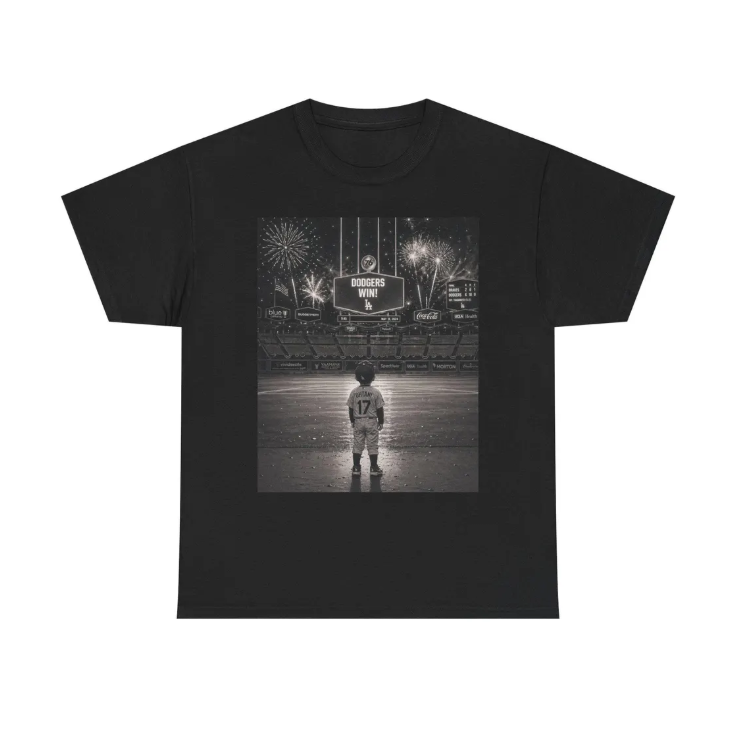 Dodgers Child Baseball Player Silhouette Tee, Dodger Stadium Fireworks Shirt, Baseball Kid Fan T Shirt, Scoreboard Celebration Tee