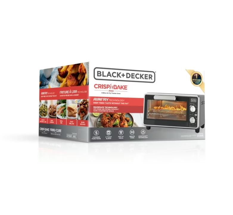 Black+Decker Crisp ‘N Bake PRO Stainless Steel 4-Slice Air Fryer Toaster Oven
