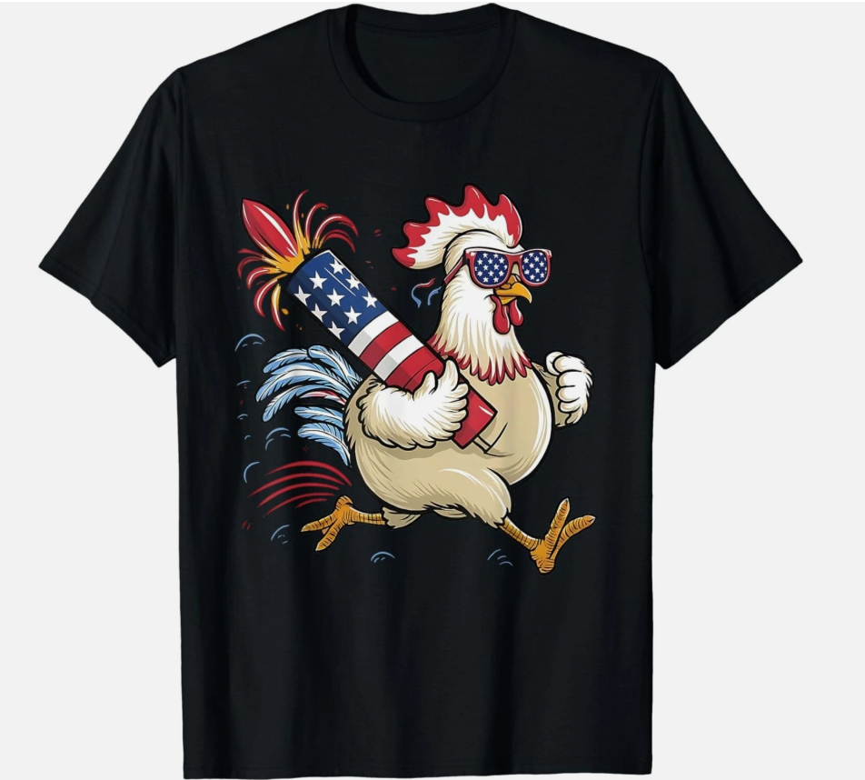 Chicken Fireworks 4th of July Men Sasquatch American Flag US Gift Unisex T-Shirt