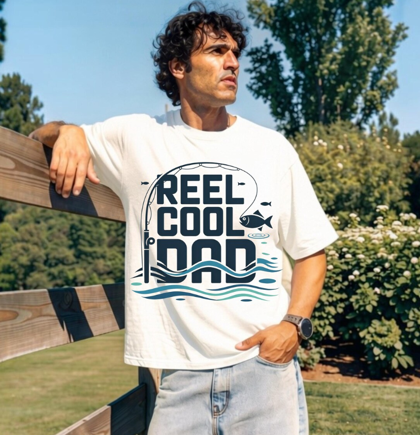 Reel Cool Dad PNG – Fishing Dad T-Shirt Design, Father’s Day Sublimation Digital Download