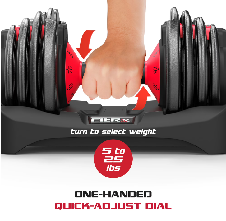 FitRx SmartBell, 9 in 1 Adjustable Dumbbell, 25 lb