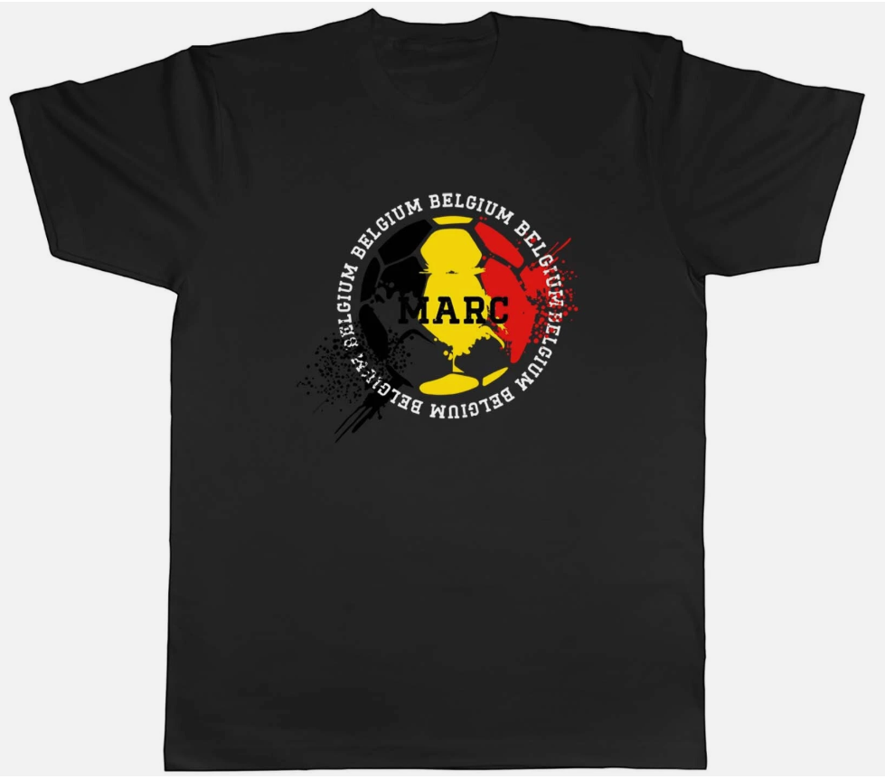 Personalised Belgium Football Sports Mens Unisex T-Shirt Tee Gift