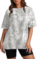 TERIVEEK Camo Shirt Women Mens Oversized Camouflage Print Graphic Tees Maple Leaf Short Sleeve Crewneck T Shirt Streetwear