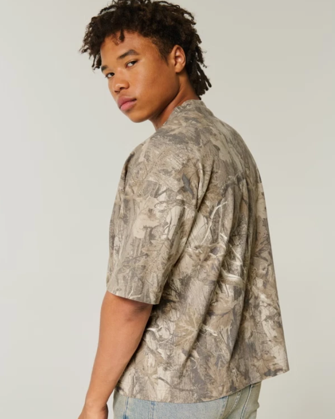 DODGE HELLCAT Licensed CAMO Tee HOLLISTER Heavyweight Baggy CROP GRAPHIC