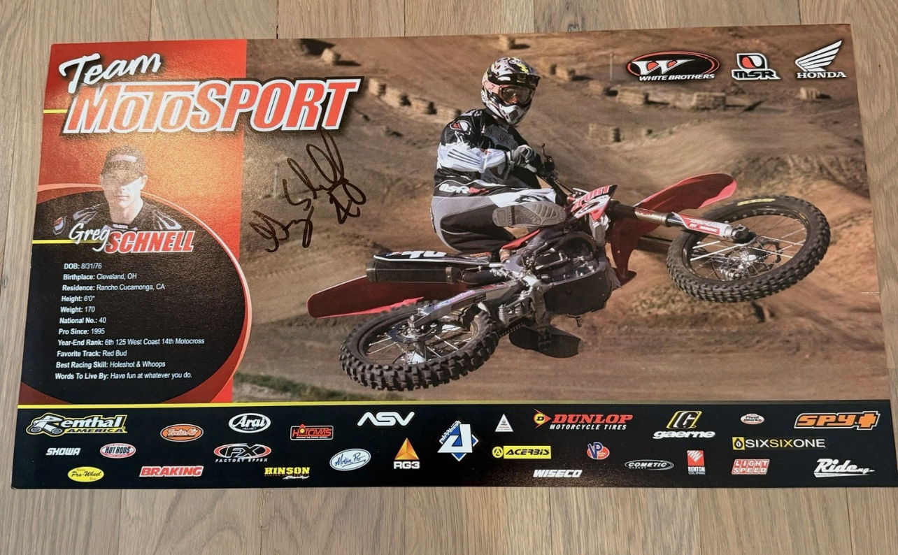 Greg Schnell Signed AMA Supercross / Motocross Poster