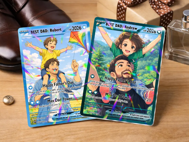 Custom Father’s Day Pokemon Card–Personalized Photo Trainer Card for Dad, Gamer Dad Gift, Pokemon Keepsake Card, Gift for Pokemon Lover Dad