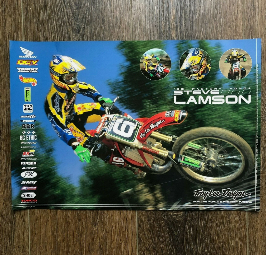 Vintage Steve Lamson Troy Lee Designs Motocross Poster Honda CR 125 Hot Wheels