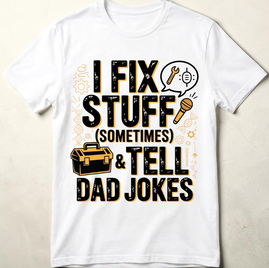 I Fix Stuff Sometimes & Tell Dad Jokes PNG – Funny Handyman Dad T-Shirt Design, Father’s Day Sublimation Digital Download