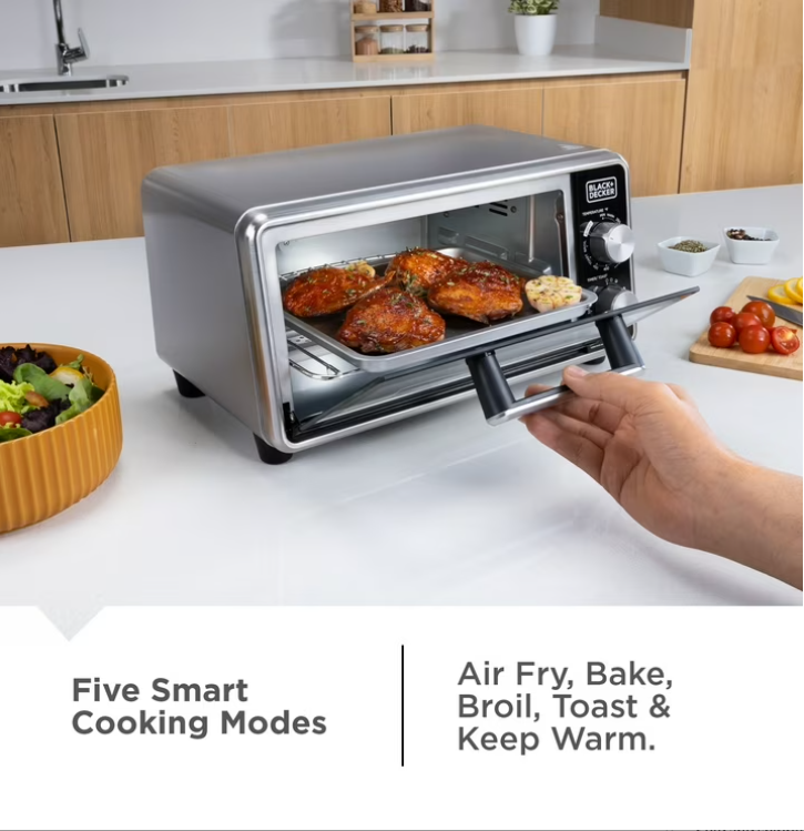 Black+Decker Crisp ‘N Bake PRO Stainless Steel 4-Slice Air Fryer Toaster Oven