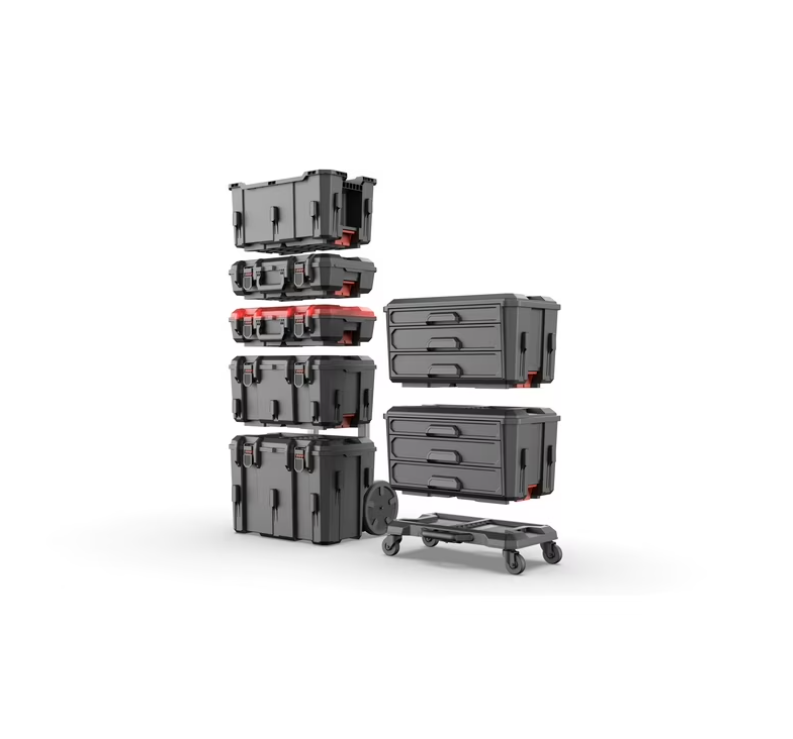 Hyper Tough Hyper Stack Rolling Tool Storage Base Box, Black