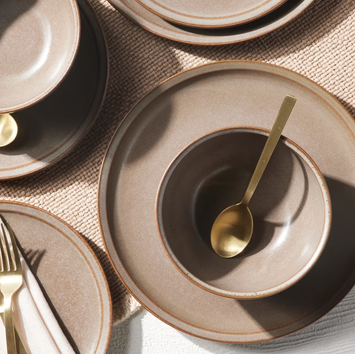 Better Homes & Gardens Banks Brown 12-Piece Stoneware Dinnerware Set, Service for 4