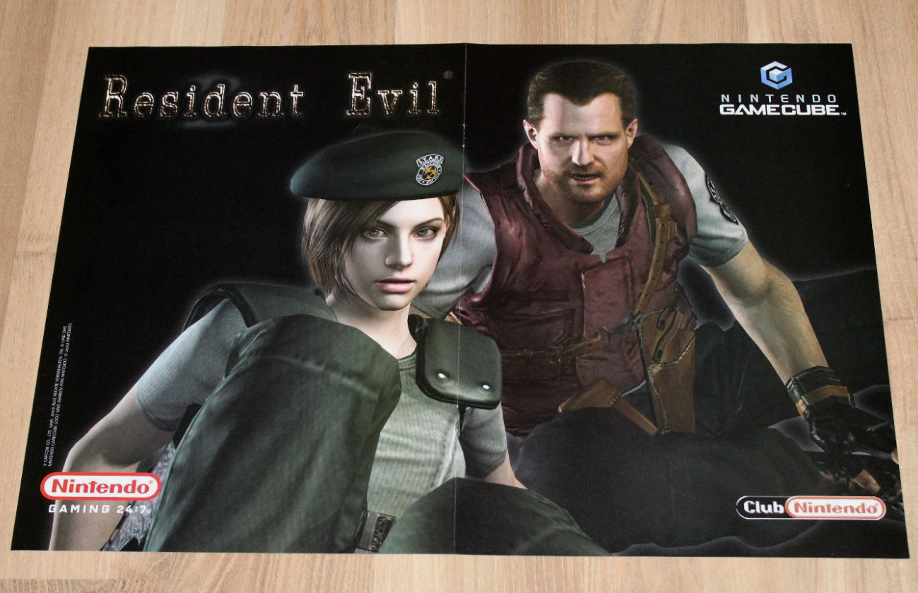 Nintendo 2002 Resident evil / Super Mario SunShine rare Poster GameCube