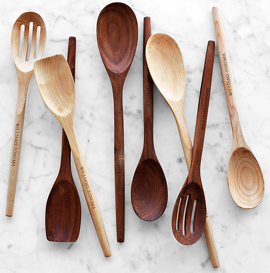 Williams Sonoma Walnut Wood Spoons, Set of 4