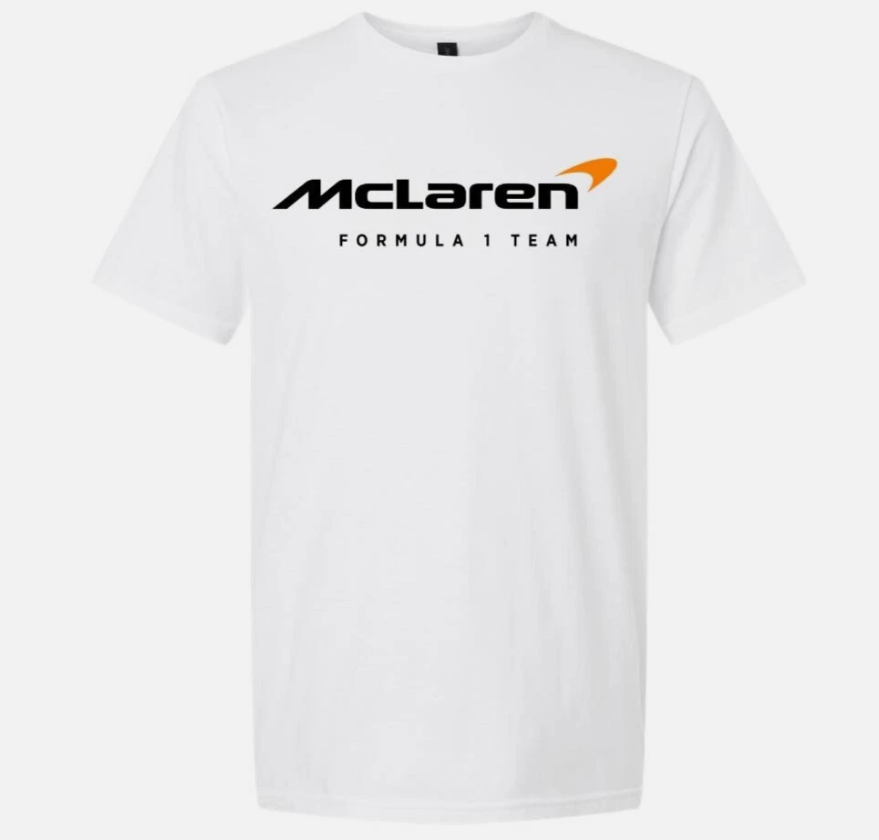 McLaren Racing Team F1 Formula Tshirt White Tee Print Gildan Unisex T-Shirt