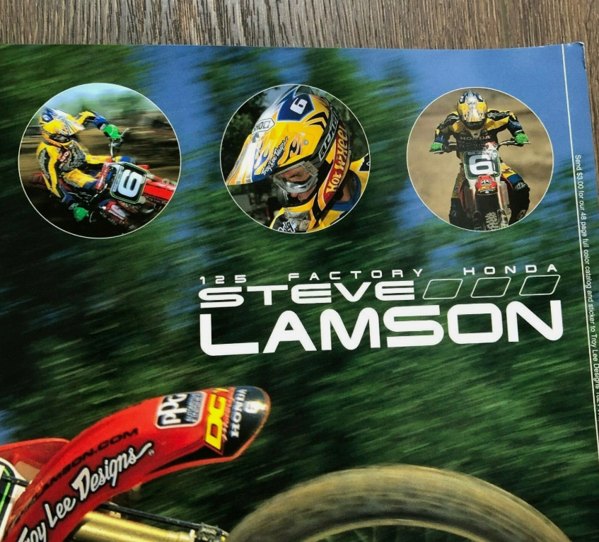 Vintage Steve Lamson Troy Lee Designs Motocross Poster Honda CR 125 Hot Wheels