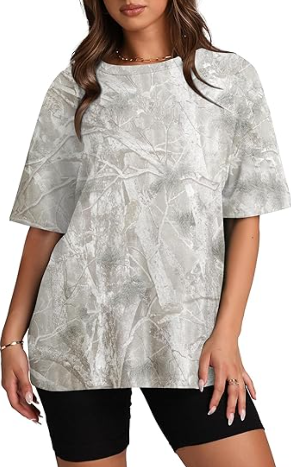 Unisex Maple Leaf Camouflage Graphic Shirt – Casual Oversized Camo Tee