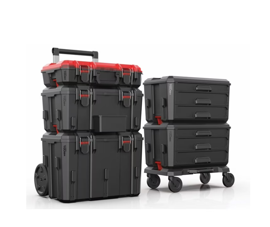 Hyper Tough Hyper Stack Rolling Tool Storage Base Box, Black