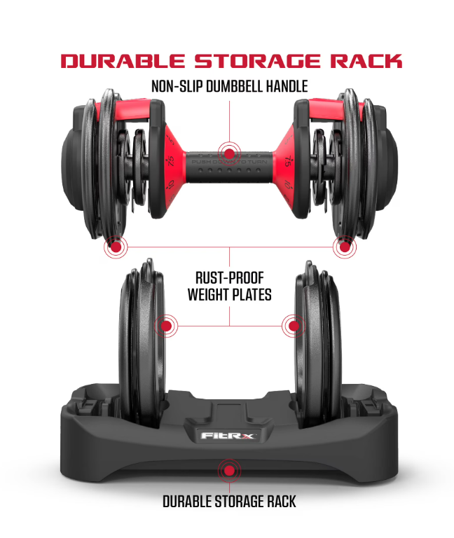 FitRx SmartBell, 9 in 1 Adjustable Dumbbell, 25 lb
