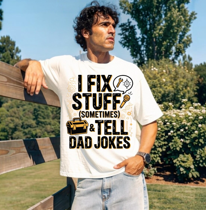 I Fix Stuff Sometimes & Tell Dad Jokes PNG – Funny Handyman Dad T-Shirt Design, Father’s Day Sublimation Digital Download