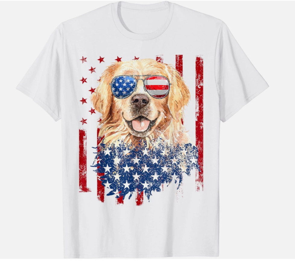 American Flag Golden Retriever USA Retro 4th Of July Dog Gift Unisex T-Shirt