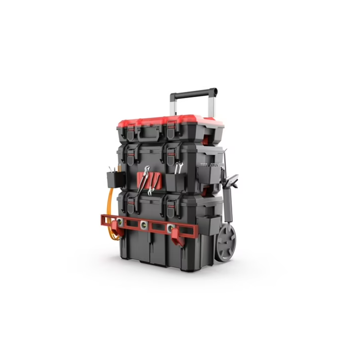 Hyper Tough Hyper Stack Rolling Tool Storage Base Box, Black