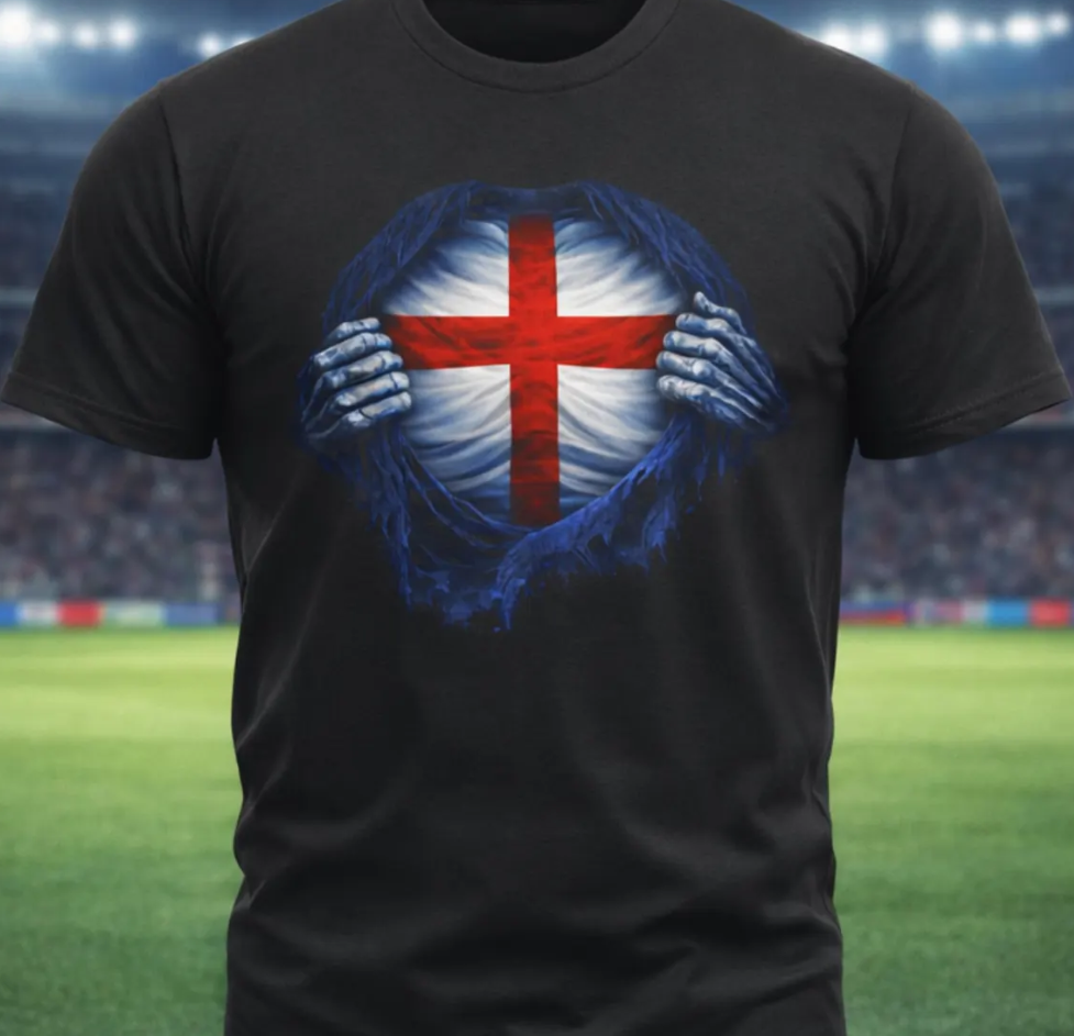 England Football Shirt, St George Cross England Flag Tee, England Soccer Fan Shirt, Three Lions Supporter Gift