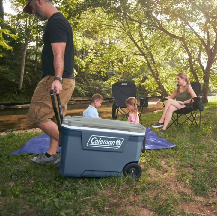 Coleman 316 Series 62QT Hard Chest Wheeled Cooler, Lakeside Blue