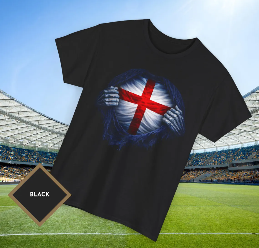 England Football Shirt, St George Cross England Flag Tee, England Soccer Fan Shirt, Three Lions Supporter Gift