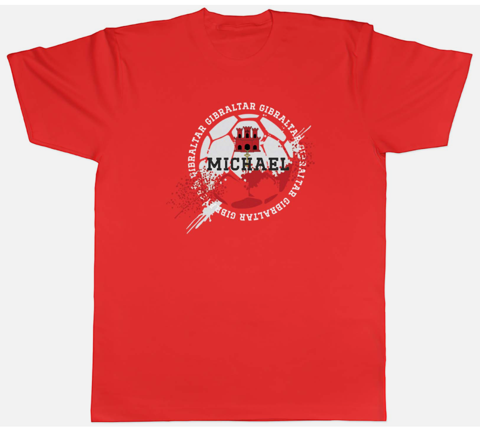 Personalised Gibraltar Football Sports Mens Unisex T-Shirt Tee Gift