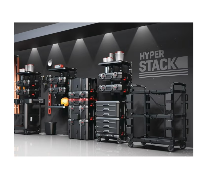 Hyper Tough Hyper Stack Rolling Tool Storage Base Box, Black