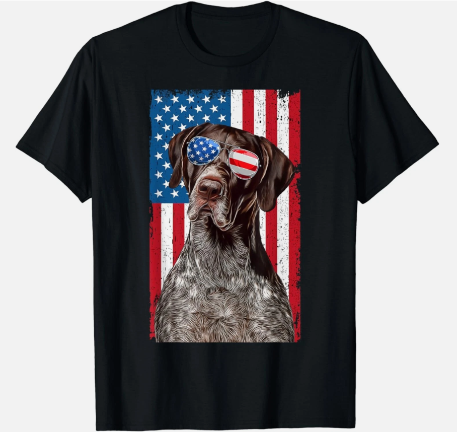 German Shorthaired Pointer 4th of July American Flag GSP Dog Gift Unisex T-Shirt
