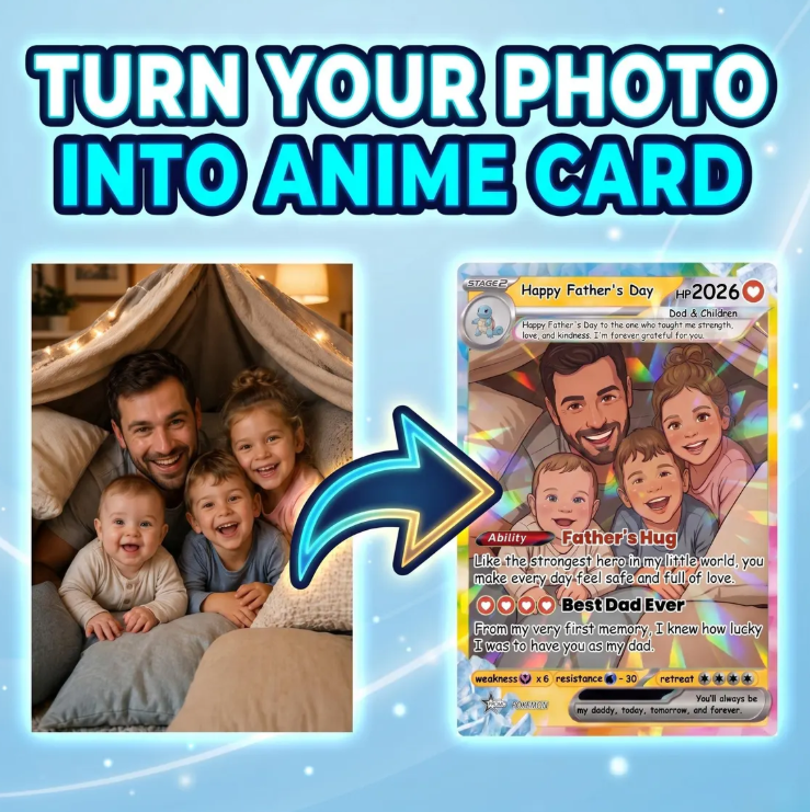 Personalized Pokemon Card From Photo to Holo Card, Father’s Day Gift for Dad, Anniversary