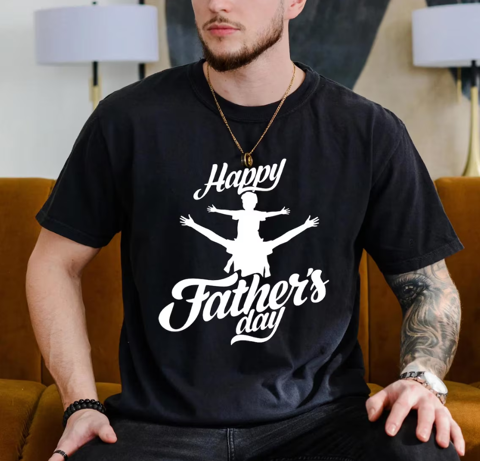 Happy Father’s Day Shirt – Dad and Child Silhouette Tee, Minimalist Father’s Day Gift from Kids for New Dad
