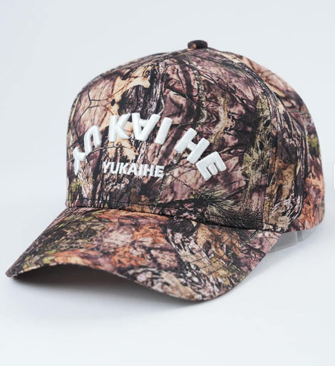 Custom Embroidered 5-Panel Baseball Cap Camouflage Pattern Fruit Dot Made of Oxford Fabric for Outdoor Sports One Frame