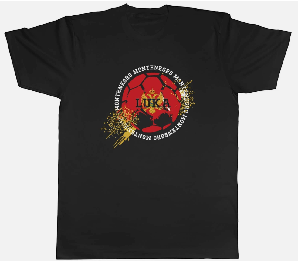 Personalised Montenegro Football Sports Mens Unisex T-Shirt Tee Gift