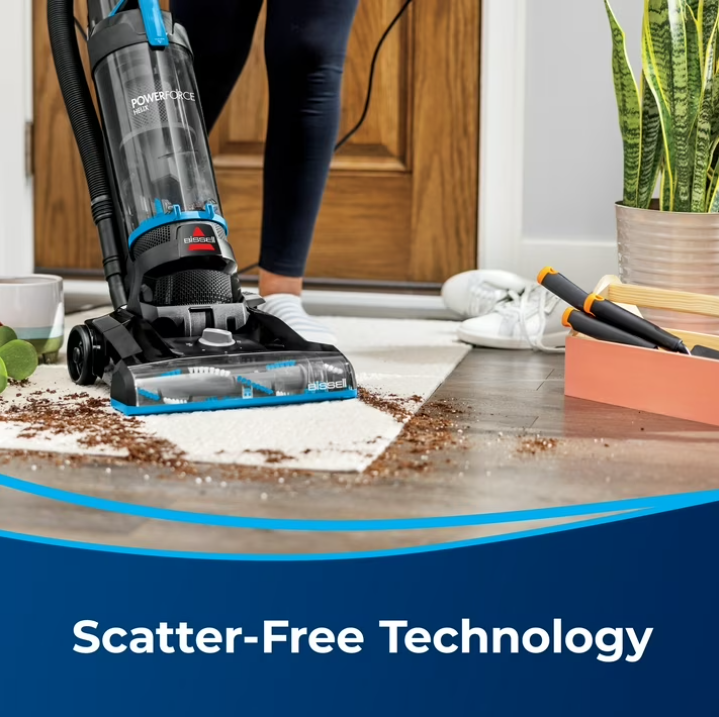BISSELL PowerForce Helix, Bagless, Upright Vacuum, Pet Friendly, Scatter-Free Technology, Helix Dirt Separation System, Lightweight, 3313, Blue & Black