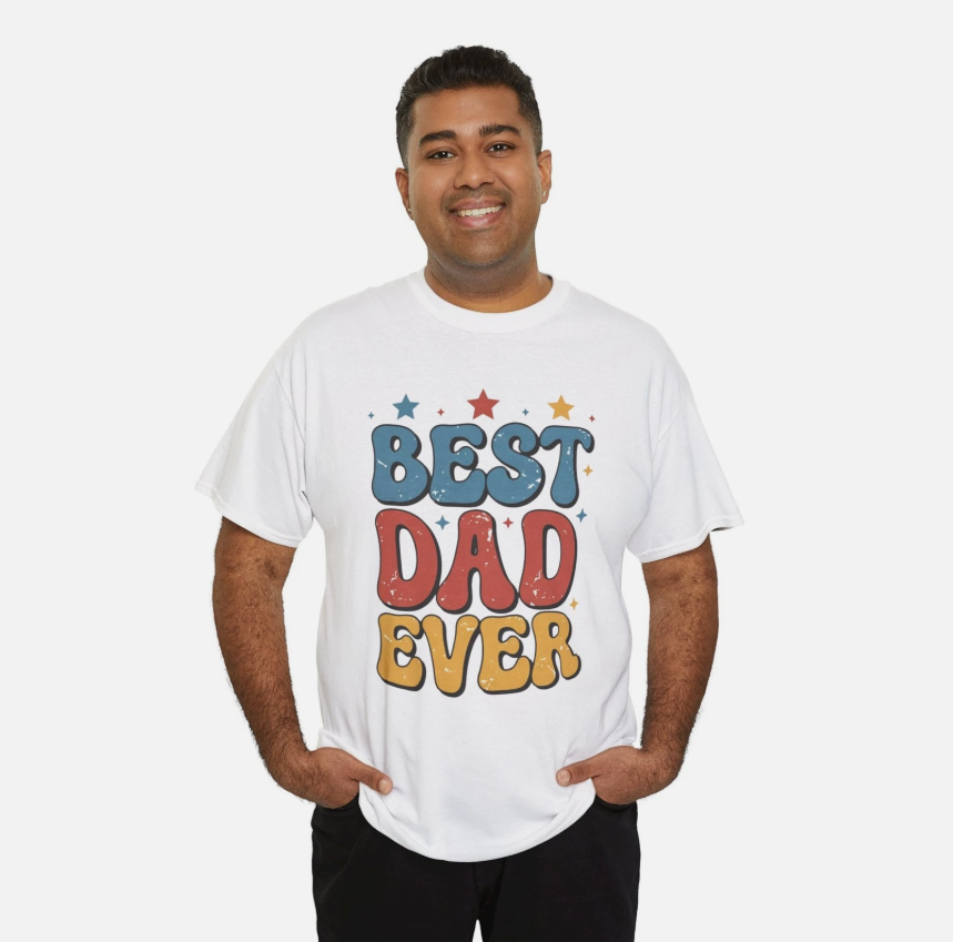 Best Dad Ever T-Shirt Retro Bubble Letter Fathers Day Tee
