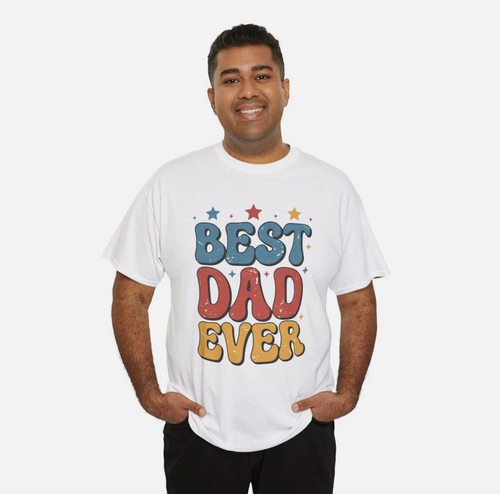 Best Dad Ever T-Shirt Retro Bubble Letter Fathers Day Tee
