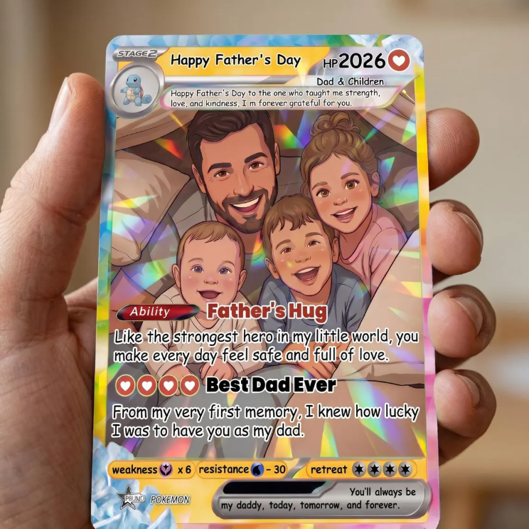 Personalized Pokemon Card From Photo to Holo Card, Father’s Day Gift for Dad, Anniversary